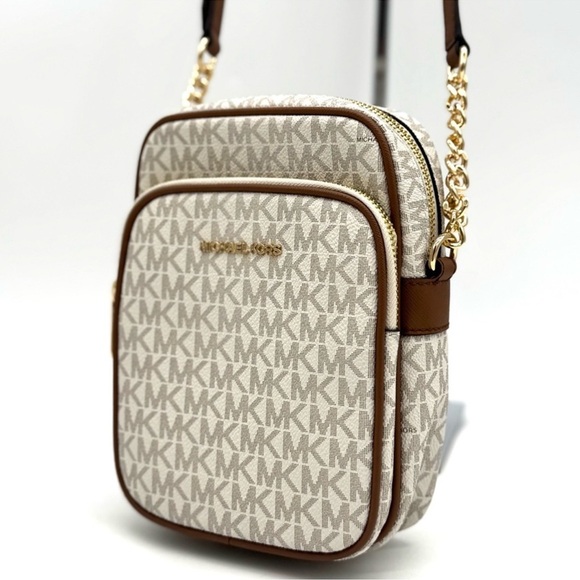 Michael Kors Medium NS Chain Xbody Bag Vanilla/Brown - Picture 1 of 7
